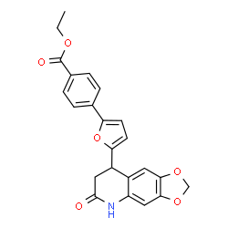 ChemSpider 2D Image | Ethyl 4-[5-(6-oxo-5,6,7,8-tetrahydro[1,3]dioxolo[4,5-g]quinolin-8-yl)-2-furyl]benzoate | C23H19NO6