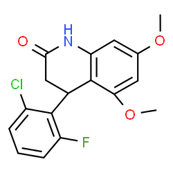 ChemSpider 2D Image | 4-(2-Chloro-6-fluorophenyl)-5,7-dimethoxy-3,4-dihydro-2(1H)-quinolinone | C17H15ClFNO3