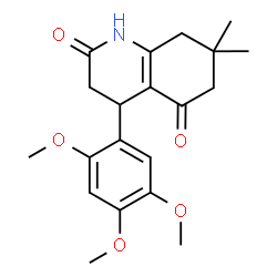 ChemSpider 2D Image | 7,7-Dimethyl-4-(2,4,5-trimethoxyphenyl)-4,6,7,8-tetrahydro-2,5(1H,3H)-quinolinedione | C20H25NO5
