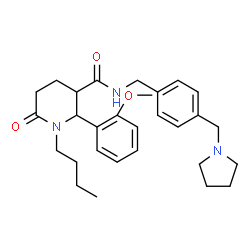 ChemSpider 2D Image | 1-Butyl-2-(2-methoxyphenyl)-6-oxo-N-[4-(1-pyrrolidinylmethyl)benzyl]-3-piperidinecarboxamide | C29H39N3O3