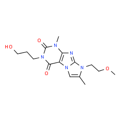 ChemSpider 2D Image | 3-(3-Hydroxypropyl)-8-(2-methoxyethyl)-1,7-dimethyl-1H-imidazo[2,1-f]purine-2,4(3H,8H)-dione | C15H21N5O4