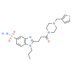 ChemSpider 2D Image | 2-{3-Oxo-3-[4-(3-thienylmethyl)-1-piperazinyl]propyl}-1-propyl-1H-benzimidazole-5-sulfonamide | C22H29N5O3S2