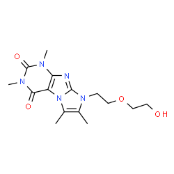 ChemSpider 2D Image | 8-[2-(2-Hydroxyethoxy)ethyl]-1,3,6,7-tetramethyl-1H-imidazo[2,1-f]purine-2,4(3H,8H)-dione | C15H21N5O4