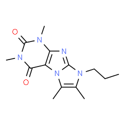 ChemSpider 2D Image | 1,3,6,7-Tetramethyl-8-propyl-1H,8H-imidazo[2,1-f]purine-2,4-dione | C14H19N5O2