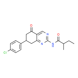 ChemSpider 2D Image | N-[7-(4-Chlorophenyl)-5-oxo-5,6,7,8-tetrahydro-2-quinazolinyl]-2-methylbutanamide | C19H20ClN3O2