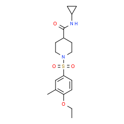ChemSpider 2D Image | N-Cyclopropyl-1-[(4-ethoxy-3-methylphenyl)sulfonyl]-4-piperidinecarboxamide | C18H26N2O4S