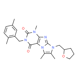 ChemSpider 2D Image | 3-(2,5-Dimethylbenzyl)-1,6,7-trimethyl-8-(tetrahydro-2-furanylmethyl)-1H-imidazo[2,1-f]purine-2,4(3H,8H)-dione | C24H29N5O3