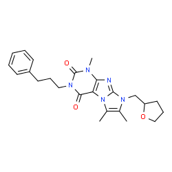ChemSpider 2D Image | 1,6,7-Trimethyl-3-(3-phenylpropyl)-8-(tetrahydro-2-furanylmethyl)-1H-imidazo[2,1-f]purine-2,4(3H,8H)-dione | C24H29N5O3
