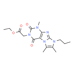 ChemSpider 2D Image | Ethyl (1,6,7-trimethyl-2,4-dioxo-8-propyl-1,2,4,8-tetrahydro-3H-imidazo[2,1-f]purin-3-yl)acetate | C17H23N5O4