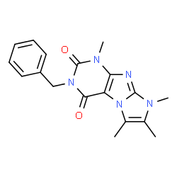 ChemSpider 2D Image | 3-Benzyl-1,6,7,8-tetramethyl-1H,8H-imidazo[2,1-f]purine-2,4-dione | C18H19N5O2