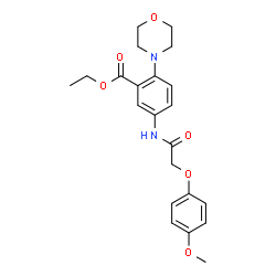 ChemSpider 2D Image | Ethyl 5-{[(4-methoxyphenoxy)acetyl]amino}-2-(4-morpholinyl)benzoate | C22H26N2O6