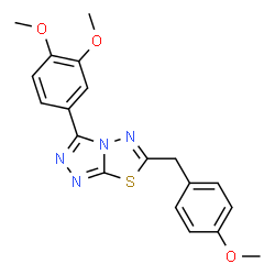 ChemSpider 2D Image | 3-(3,4-Dimethoxyphenyl)-6-(4-methoxybenzyl)[1,2,4]triazolo[3,4-b][1,3,4]thiadiazole | C19H18N4O3S