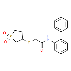 ChemSpider 2D Image | N-(2-Biphenylyl)-2-[(1,1-dioxidotetrahydro-3-thiophenyl)sulfanyl]acetamide | C18H19NO3S2