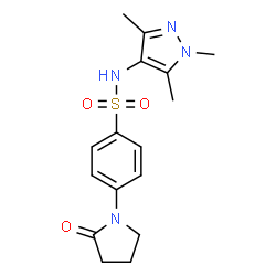 ChemSpider 2D Image | 4-(2-Oxo-1-pyrrolidinyl)-N-(1,3,5-trimethyl-1H-pyrazol-4-yl)benzenesulfonamide | C16H20N4O3S