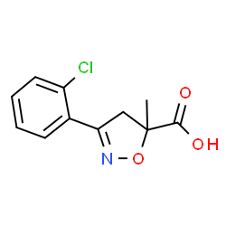 ChemSpider 2D Image | 3-(2-chlorophenyl)-5-methyl-4H-1,2-oxazole-5-carboxylic acid | C11H10ClNO3