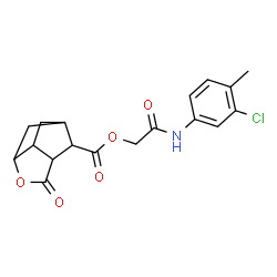 ChemSpider 2D Image | 2-[(3-Chloro-4-methylphenyl)amino]-2-oxoethyl 5-oxo-4-oxatricyclo[4.2.1.0~3,7~]nonane-9-carboxylate | C18H18ClNO5