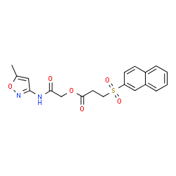 ChemSpider 2D Image | 2-[(5-Methyl-1,2-oxazol-3-yl)amino]-2-oxoethyl 3-(2-naphthylsulfonyl)propanoate | C19H18N2O6S