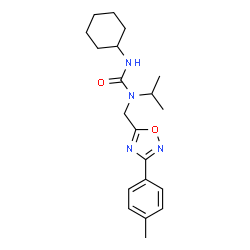 ChemSpider 2D Image | 3-Cyclohexyl-1-isopropyl-1-{[3-(4-methylphenyl)-1,2,4-oxadiazol-5-yl]methyl}urea | C20H28N4O2