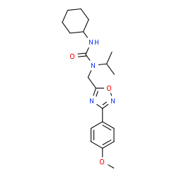 ChemSpider 2D Image | 3-Cyclohexyl-1-isopropyl-1-{[3-(4-methoxyphenyl)-1,2,4-oxadiazol-5-yl]methyl}urea | C20H28N4O3