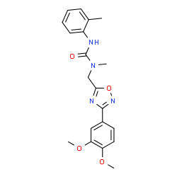 ChemSpider 2D Image | 1-{[3-(3,4-Dimethoxyphenyl)-1,2,4-oxadiazol-5-yl]methyl}-1-methyl-3-(2-methylphenyl)urea | C20H22N4O4