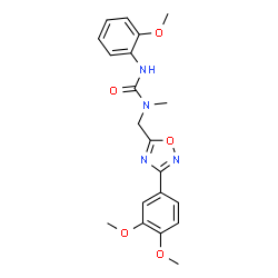 ChemSpider 2D Image | 1-{[3-(3,4-Dimethoxyphenyl)-1,2,4-oxadiazol-5-yl]methyl}-3-(2-methoxyphenyl)-1-methylurea | C20H22N4O5