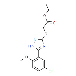 ChemSpider 2D Image | Ethyl {[5-(5-chloro-2-methoxyphenyl)-1H-1,2,4-triazol-3-yl]sulfanyl}acetate | C13H14ClN3O3S
