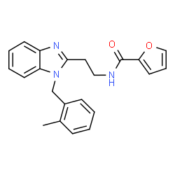 ChemSpider 2D Image | N-{2-[1-(2-Methylbenzyl)-1H-benzimidazol-2-yl]ethyl}-2-furamide | C22H21N3O2