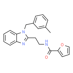 ChemSpider 2D Image | N-{2-[1-(3-Methylbenzyl)-1H-benzimidazol-2-yl]ethyl}-2-furamide | C22H21N3O2