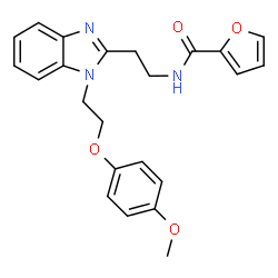 ChemSpider 2D Image | N-(2-{1-[2-(4-Methoxyphenoxy)ethyl]-1H-benzimidazol-2-yl}ethyl)-2-furamide | C23H23N3O4