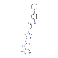 ChemSpider 2D Image | 2-[(4-Methyl-5-{2-[(2-methylphenyl)amino]-2-oxoethyl}-4H-1,2,4-triazol-3-yl)sulfanyl]-N-[4-(4-morpholinyl)phenyl]acetamide | C24H28N6O3S