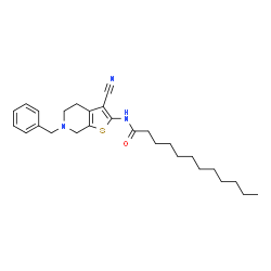 ChemSpider 2D Image | N-(6-Benzyl-3-cyano-4,5,6,7-tetrahydrothieno[2,3-c]pyridin-2-yl)dodecanamide | C27H37N3OS
