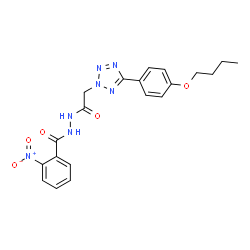 ChemSpider 2D Image | N'-{[5-(4-Butoxyphenyl)-2H-tetrazol-2-yl]acetyl}-2-nitrobenzohydrazide | C20H21N7O5