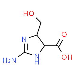 ChemSpider 2D Image | 2-Amino-4-(hydroxymethyl)-4,5-dihydro-1H-imidazole-5-carboxylic acid | C5H9N3O3