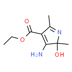ChemSpider 2D Image | Ethyl 3-amino-2-hydroxy-2,5-dimethyl-2H-pyrrole-4-carboxylate | C9H14N2O3
