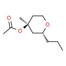 ChemSpider 2D Image | (2R,4S)-4-Methyl-2-propyltetrahydro-2H-pyran-4-yl acetate | C11H20O3