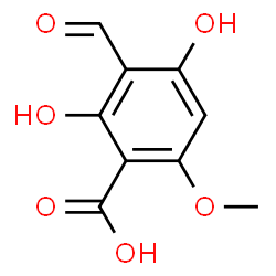 ChemSpider 2D Image | 3-Formyl-2,4-dihydroxy-6-methoxybenzoic acid | C9H8O6