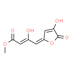 ChemSpider 2D Image | Methyl (2Z,4E)-3-hydroxy-4-(4-hydroxy-5-oxo-2(5H)-furanylidene)-2-butenoate | C9H8O6