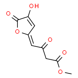 ChemSpider 2D Image | Methyl (4E)-4-(4-hydroxy-5-oxo-2(5H)-furanylidene)-3-oxobutanoate | C9H8O6