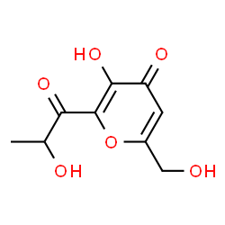 ChemSpider 2D Image | 3-Hydroxy-6-(hydroxymethyl)-2-lactoyl-4H-pyran-4-one | C9H10O6