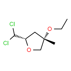 ChemSpider 2D Image | 2,5-Anhydro-1,1-dichloro-1,3-dideoxy-4-O-ethyl-4-C-methyl-D-threo-pentitol | C8H14Cl2O2