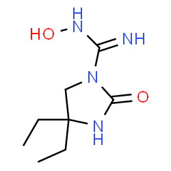 ChemSpider 2D Image | 4,4-Diethyl-N-hydroxy-2-oxo-1-imidazolidinecarboximidamide | C8H16N4O2