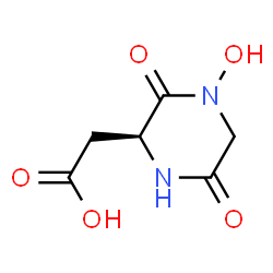 ChemSpider 2D Image | [(2S)-4-Hydroxy-3,6-dioxo-2-piperazinyl]acetic acid | C6H8N2O5