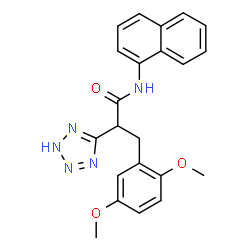 ChemSpider 2D Image | 3-(2,5-Dimethoxyphenyl)-N-(1-naphthyl)-2-(1H-tetrazol-5-yl)propanamide | C22H21N5O3