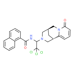 ChemSpider 2D Image | N-{2,2,2-Trichloro-1-[(1S,9S)-6-oxo-7,11-diazatricyclo[7.3.1.0~2,7~]trideca-2,4-dien-11-yl]ethyl}-1-naphthamide | C24H22Cl3N3O2