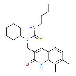 ChemSpider 2D Image | 3-Butyl-1-cyclohexyl-1-[(7,8-dimethyl-2-oxo-1,2-dihydro-3-quinolinyl)methyl]thiourea | C23H33N3OS