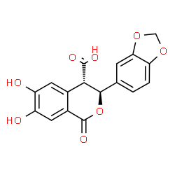 ChemSpider 2D Image | (3S,4S)-3-(1,3-Benzodioxol-5-yl)-6,7-dihydroxy-1-oxo-3,4-dihydro-1H-isochromene-4-carboxylic acid | C17H12O8