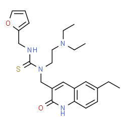 ChemSpider 2D Image | 1-[2-(Diethylamino)ethyl]-1-[(6-ethyl-2-oxo-1,2-dihydro-3-quinolinyl)methyl]-3-(2-furylmethyl)thiourea | C24H32N4O2S