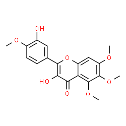 ChemSpider 2D Image | 3-Hydroxy-2-(3-hydroxy-4-methoxyphenyl)-5,6,7-trimethoxy-4H-chromen-4-one | C19H18O8