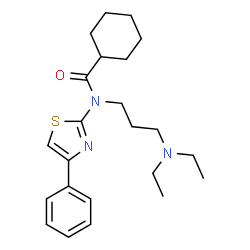 ChemSpider 2D Image | N-[3-(Diethylamino)propyl]-N-(4-phenyl-1,3-thiazol-2-yl)cyclohexanecarboxamide | C23H33N3OS