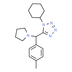 ChemSpider 2D Image | 1-Cyclohexyl-5-(pyrrolidin-1-yl-p-tolyl-methyl)-1H-tetrazole | C19H27N5